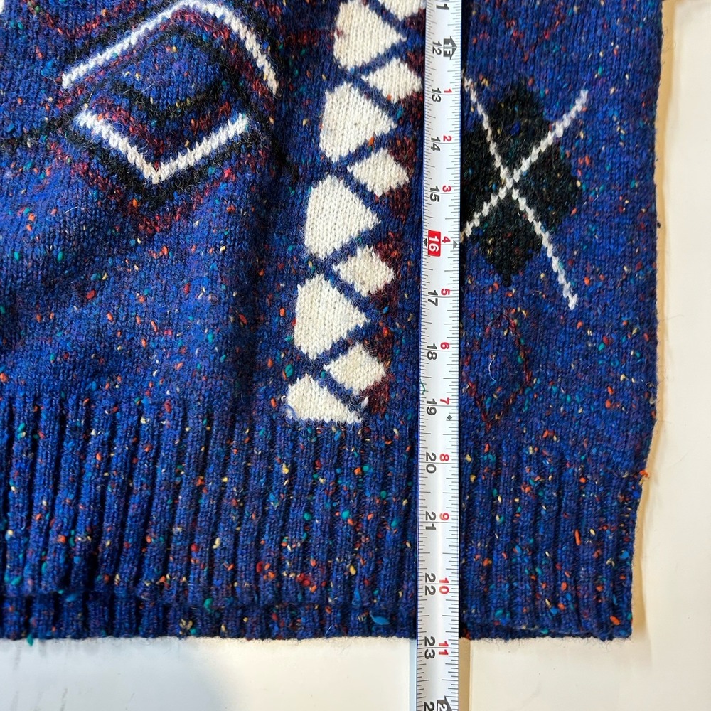 VTG Agenda Mens M Wool blend Blue Geometric Colorful Speckled Knit Sweater - Picture 8 of 8